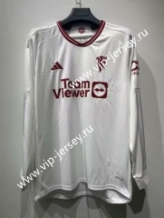 2023-2024 Manchester United Away White LS Thailand Soccer Jersey AAA-422