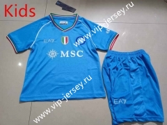 2023-2024  Napoli Home Blue Kid/Youth Soccer Uniform-507