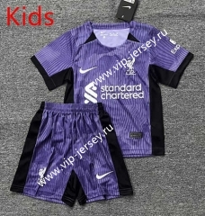2023-2024 Liverpool 2nd Away Purple Kids/Youth Soccer Uniform-DD1