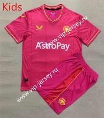 2023-2024 Wolverhampton Wanderers Goalkeeper Pink Kids/Youth Soccer Uniform-AY