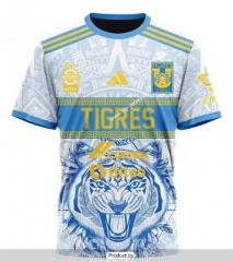 (S-4XL) 2023-2024 Tigres UANL 2nd Away White&Blue Thailand Soccer Jersey AAA-422