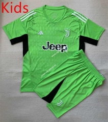 2023-2024 Juventus Goalkeeper Green Kid/Youth Soccer Uniform-AY
