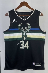 Retro Version 2021 Milwaukee Bucks Flying Man Limited Black #34 NBA Jersey-311