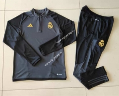 (S-3XL) 2023-2024 Real Madrid Grey&Black Thailand Soccer Tracksuit-GDP