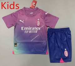 2023-2024 AC Milan 2nd Away Purple Kids/Youth Soccer Uniform-5391