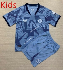 2023-2024 Aston Villa 2nd Away Blue Kids&Youth Soccer Uniform-AY