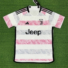 (S-4XL) 2023-2024 Juventus Away White&Pink Thailand Soccer Jersey AAA-403