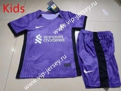 2023-2024 Liverpool 2nd Away Purple Kids/Youth Soccer Uniform-507