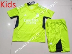 2023-2024 Goalkeeper Real Madrid Fluorescent Green Kids/Youth Soccer Uniform-507