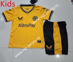 2023-2024 Wolverhampton Wanderers Home Yellow Kids/Youth Soccer Uniform-507