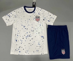 (Without Brand Logo) 2023-2024 USA Home White Soccer Unifrom-9031