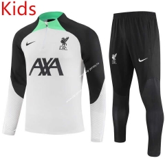 2023-2024 Liverpool Grey&White Kids/Youth Soccer Tracksuit Uniform-GDP