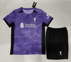 (Without Brand Logo) 2023-2024 Liverpool Away Purple Soccer Uniform-9031