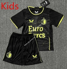 2023-2024 Feyenoord Rotterdam 3rd Away Black Kid/Youth Soccer Uniform-DD1