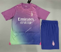 (Without Brand Logo)  2023-2024 AC Milan 2nd Away Purple Soccer Uniform-9031