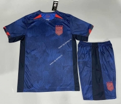 (Without Brand Logo) 2023-2024 USA Away Royal Blue Soccer Unifrom-9031