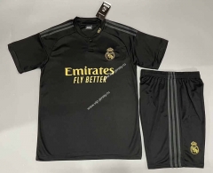 (Without Brand Logo) 2023-2024 Real Madrid 2nd Away Black Soccer Uniform-9031