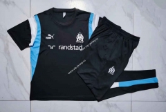 2023-2024 Olympique de Marseille Black Short-sleeved Thailand Soccer Tracksuit-815
