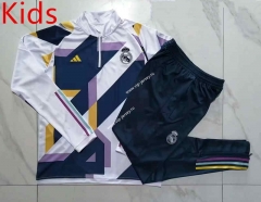 2023-2024 Real Madrid Ink Jet White Kids/Youth Soccer Tracksuit-815
