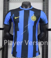 (Without Brand Logo) Player Version 2023-2024 Inter Milan Home Blue&Black Thailand Soccer Jersey AAA-888