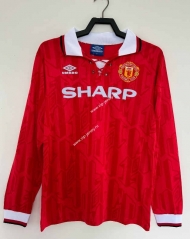 Retro Version 1992-1994 Manchester United Home Red LS Thailand Soccer Jersey AAA-811
