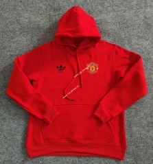 Manchester United Red Thailand Soccer Tracksuit Fleece-lined With Hat-CS