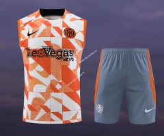 2023-2024 Inter Milan Orange Thailand Training Soccer Vest Uniform-418
