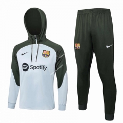 2023-2024 Barcelona Light Grey Thailand Soccer Tracksuit With Green Hat-815