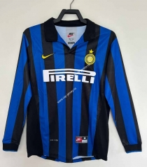 Retro Version 1998-1999 Inter Milan Home Blue&Black LS Thailand Soccer Jersey AAA-811