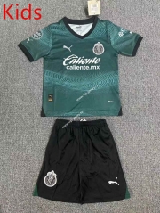 2023-2024 Deportivo Guadalajara 2nd Away Green Kid/Youth Soccer Unifrom-2386
