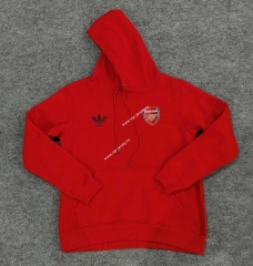 (S-3XL) Arsenal Red Thailand Soccer Fleece-Lined Tracksuit With Hat-CS