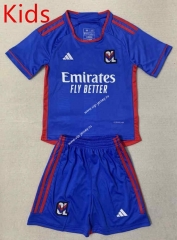 2023-2024 Olympique Lyonnais Away Blue Kids/Youth Soccer Uniform-AY