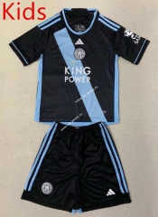 2023-2024 Leicester City Away Black Kids/Youth Soccer Uniform-AY