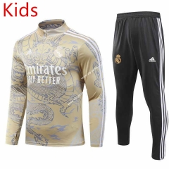 2023-2024 Real Madrid Special Version Yellow Kids/Youth Soccer Tracksuit-GDP