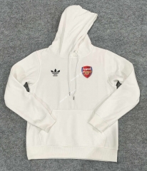 (S-3XL)  Arsenal White Thailand Soccer Fleece-Lined Tracksuit With Hat-CS