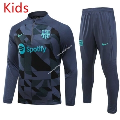 2023-2024 Barcelona Special Version Gray Kid-Youth Soccer Tracksuit -GDP