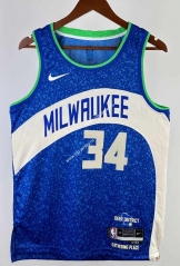 2024 Milwaukee Bucks City Version Blue #34 NBA Jersey-311