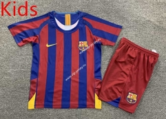 Retro Version 05-06 Barcelona Home Red&Blue Kids/Youth Soccer Uniform-7809