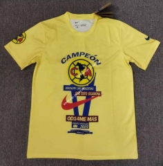 (S-4XL) Club América Soccer Yellow Cotton T Jersey-5378