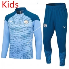 2023-2024 Manchester City Blue Kids/Youth Soccer Tracksuit-411