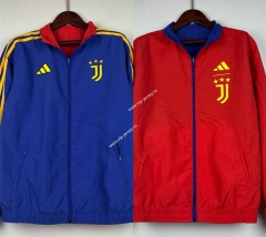 (S-3XL) 2024-2025 Juventus Red&Blue Reversible Trench Coats-0255