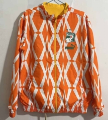 (S-3XL) 2024-2025 Ivory Coast Orange Reversible Thailand Soccer Trench Coat-0255