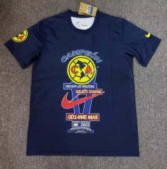 (S-4XL) Club América Soccer Royal Blue Cotton T Jersey-5378