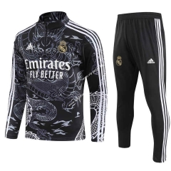 (S-3XL) 2023-2024 Real Madrid Black Thailand Soccer Tracksuit-GDP