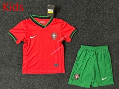 2024-2025 Portugal Home Red Kids/Youth Soccer Uniform-GB