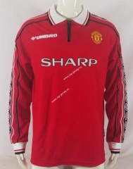Retro Version 98-00 Manchester United Home Red LS Thailand Soccer Jersey AAA-503