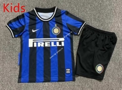 Retro Version 09-10 Inter Milan Home Blue&Black Kid/Youth Soccer Uniform-7809