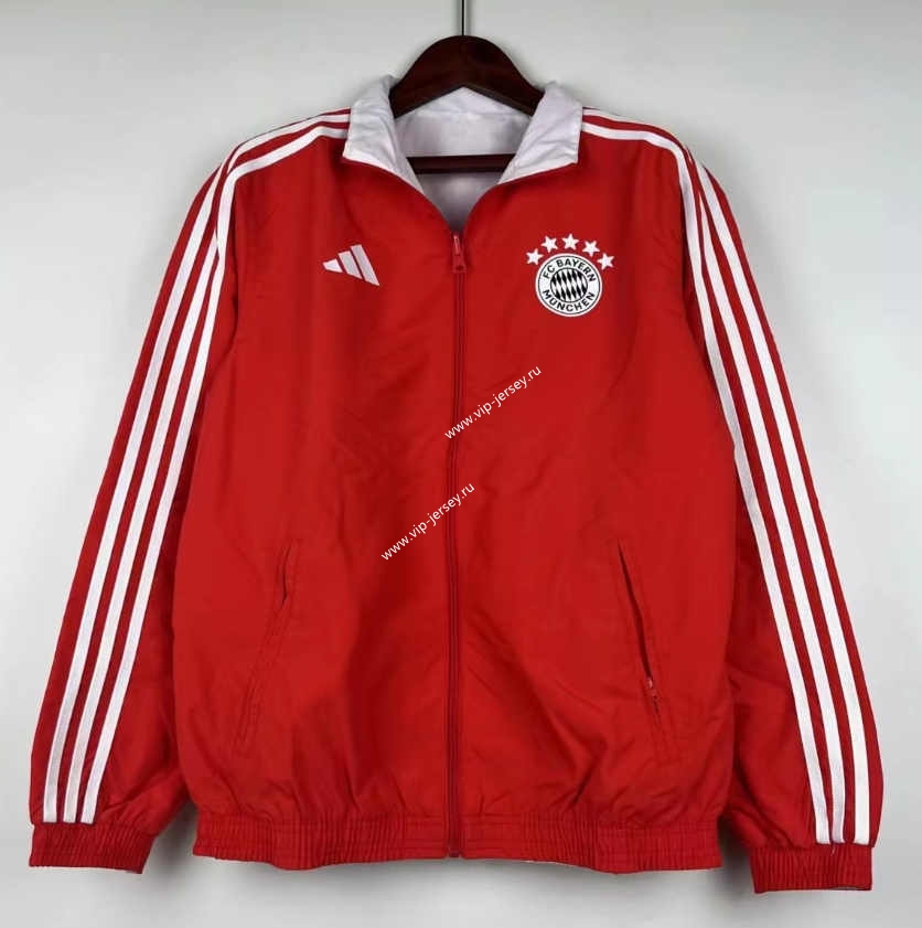 (S-3XL) 2024-2025 Bayern München Red&White Reversible Trench Coats -0255