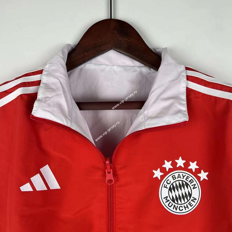 (S-3XL) 2024-2025 Bayern München Red&White Reversible Trench Coats -0255
