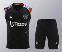 2024-2025 Manchester United Black Thailand Training Soccer Vest Uniform-418